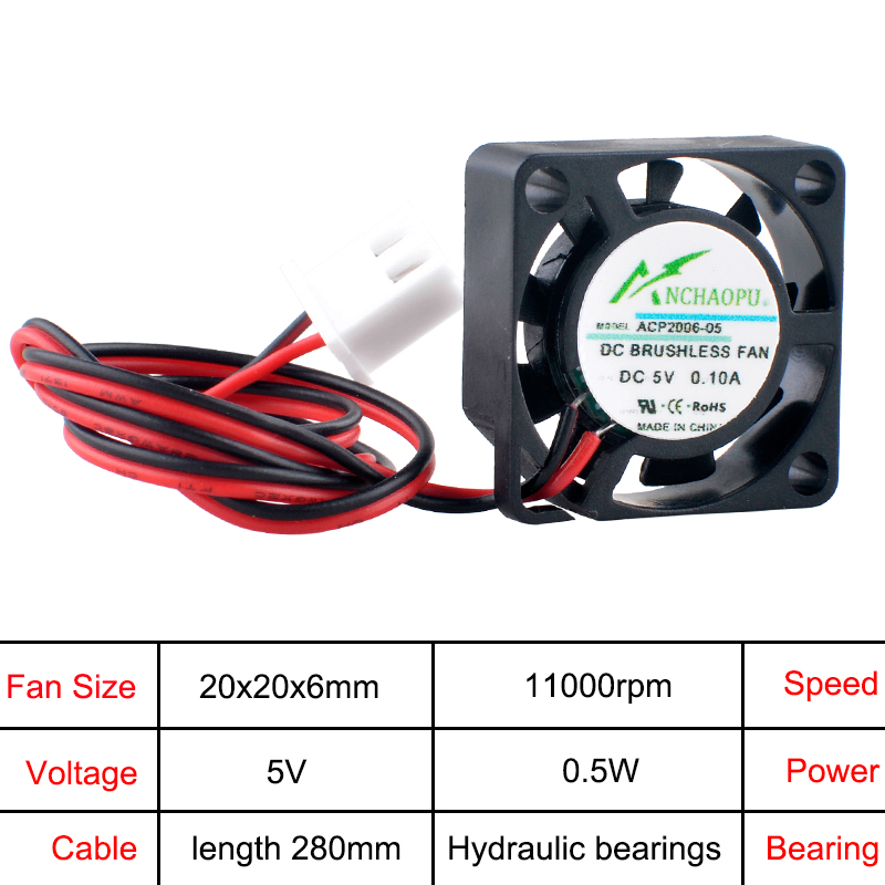 ANCHAOPU ACP2006 2cm 20mm Fan  - Raspberry Pi Water Cooling Kit 评论和价格